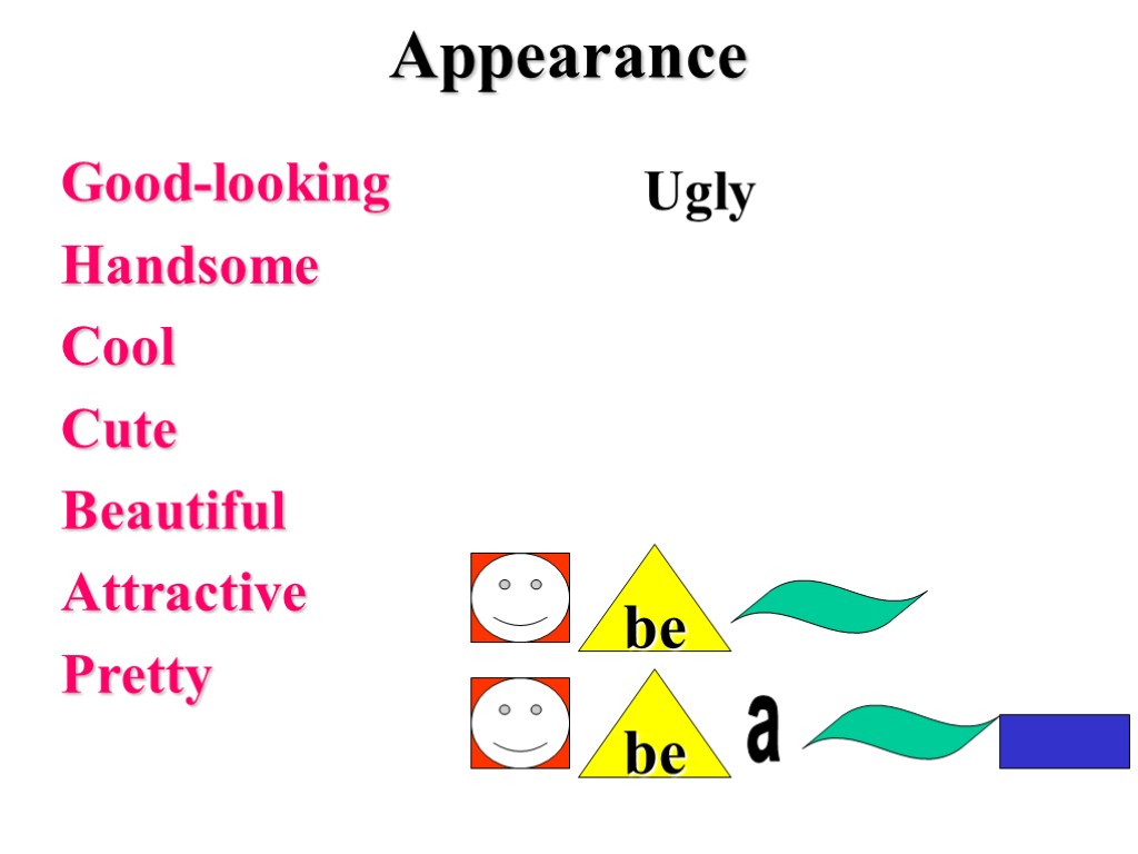 Appearance Good-looking Handsome Cool Cute Beautiful Attractive Pretty Ugly am